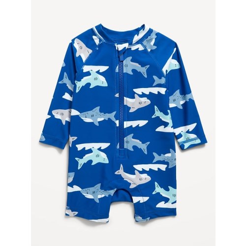 Unisex Printed Long-Sleeve Swim Rashguard Bodysuit for Baby