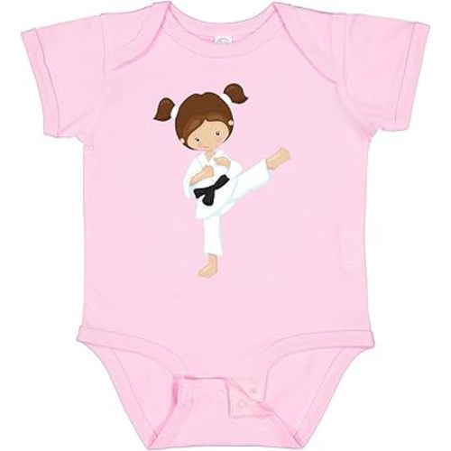 inktastic Karate Girl, Cute Girl, Brown Hair, Black Belt Baby Bodysuit