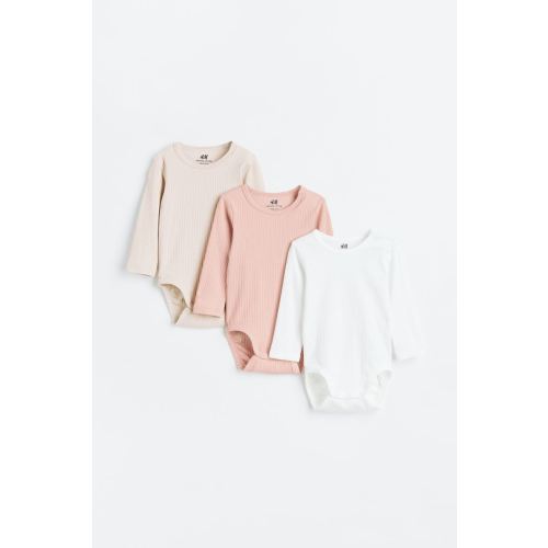 3-pack Ribbed Bodysuits; 6 Months
