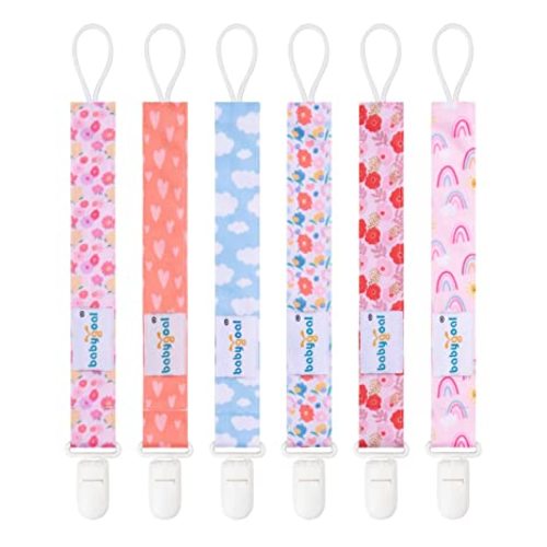 Babygoal Pacifier Clips, 6 Pack Pacifier Holder for Boys and Girls Fits Most Pacifier Styles & Baby Toys and Baby Gift 6PS36