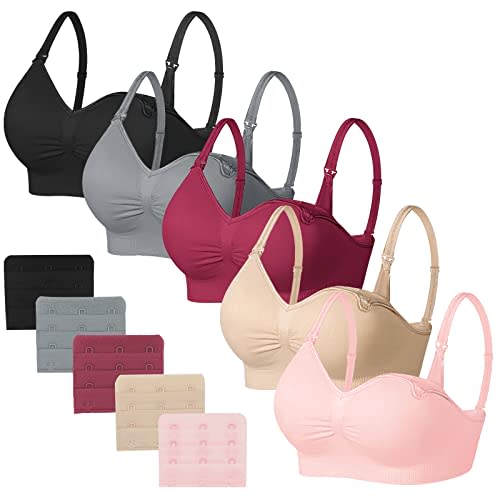 JAMRID Sleeping Nursing Bras for Breastfeeding Maternity Bras for Pregnancy Pumping Bra Underwear with Extra Extenders