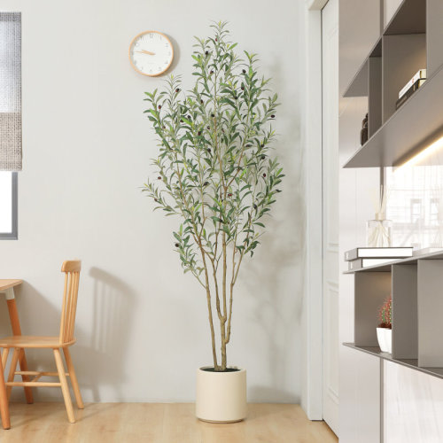 Primrue Adcock Faux Olive Tree in White Planter, Lifelike Fake Olive Plant for Indoor and Outdoor Decor & Reviews | Wayfair