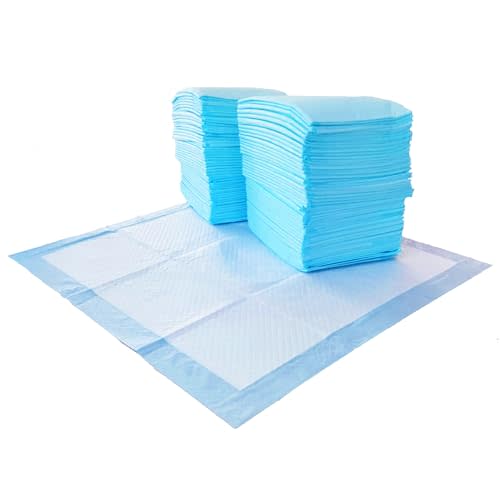 Amazon Basics Scented Dog and Puppy Pee Pads, 5-Layer Leak-Proof Super Absorbent, Quick-Dry Surface, Potty Training, Regular (22x22"), 150 Count, Blue