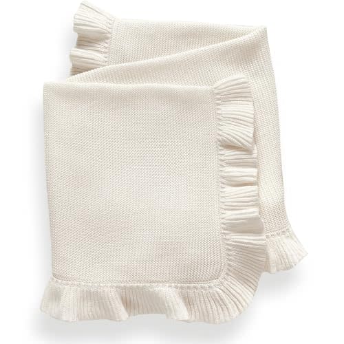 YCHWFF Knit Baby Blanket 40'x30' for Boy & Girl Soft Swaddle Blanket (White)