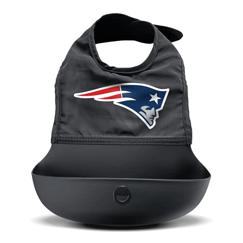 Smilo Silicone Bib - Officially Licensed NFL Fabric & Silicone Baby Bib with Crumb Catcher for Babies and Toddlers