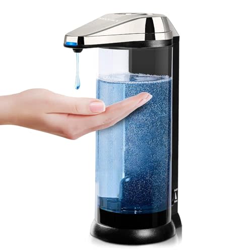 Secura 17oz Automatic Liquid Soap Dispenser, Touchless Battery Operated Hand Soap Dispenser with Adjustable Soap Dispensing Volume Control Dial, Personal Care Dispenser (Brushed Nickel)