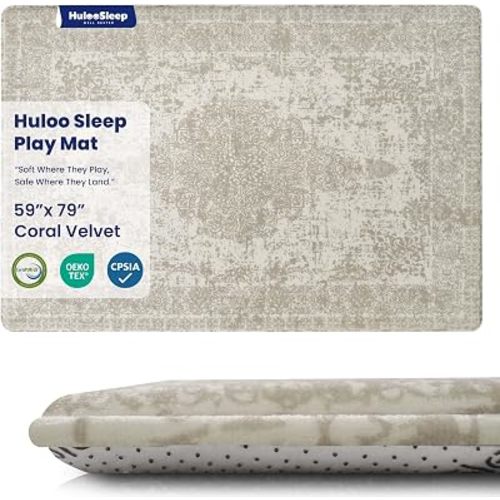 Baby Play Mat for Floor - 79x59 Inches 1.3" Thick Elasti-Foam Playpen Mat for Toddlers Infant Kids, Water-Repellent Nursery Rug, Non-Slip Backing Safe for Crawling & Tummy Time, Nain
