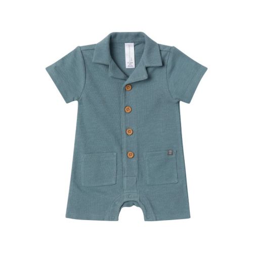 Modern Moments™ by Gerber Baby Boys' Collared Short Sleeve Romper, Dark Teal, 3-6 Months