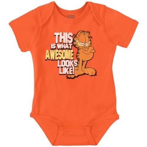 Brisco Brands Awesome Looks Like Garfield Cartoon Baby Romper Boys or Girls