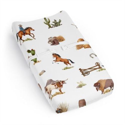 Sweet Jojo Designs Boy Changing Pad Sheet Country Western Taupe Brown And Cream