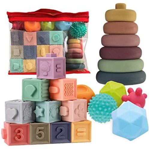 Montessori Toys for Babies | 3 in 1 Soft Baby Toys Bundle | Baby Toys 6 to 12 Months | Sensory Toys for Toddlers 1-3 | Teething Toys for Babies 0-6 Months | Learning Toys