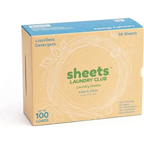 Sheets Laundry Club - Laundry Detergent Sheets (Up to 100 Loads) 50 Laundry Sheets - Fragrance Free - New liquidless laundry detergent Good for the earth making laundry a breeze.