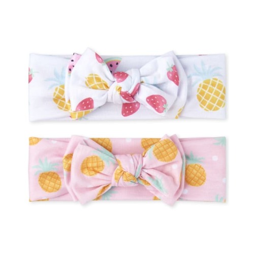 Baby Girls Fruit Bow Headwrap 2-Pack - Pink