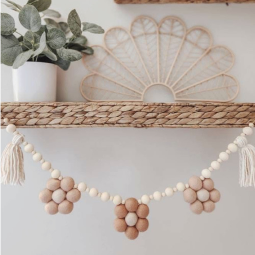 Daisy Wall Garland- Blush Pink- Daisy Baby Shower- Birthday Tassel Banner- Farmhouse Decor- Daisy Wall Garland - Daisy Party Decorations