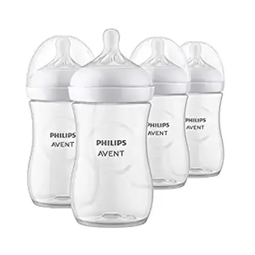 Philips AVENT Natural Baby Bottle with Natural Response Nipple, Clear, 9oz, 4pk, SCY903/04 - 4 Pack