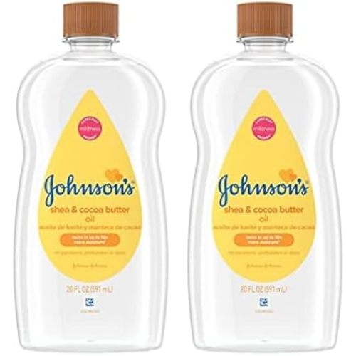 Johnson's Baby Oil, Mineral Oil Enriched with Shea & Cocoa Butter to Prevent Moisture Loss, Hypoallergenic, 20 fl. oz (Pack of 2)
