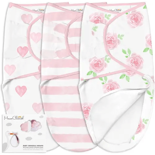 Mama Cheetah Baby Swaddle Blanket with Zipper, Newborn Swaddle Sack, Baby Swaddles Sleep Sack 0-3 Months, Baby Swaddle Wrap with Easy Change Zipper for Baby Boy & Girl, 3-Pack