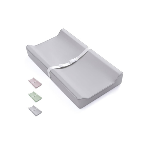 Blissful Diary Vegan Leather Baby Changing Pad with Waterproof & Wipe-Clean PU Cover, Standard Size Cozy Diaper Changing Pad for Dresser and Table, Light Gray