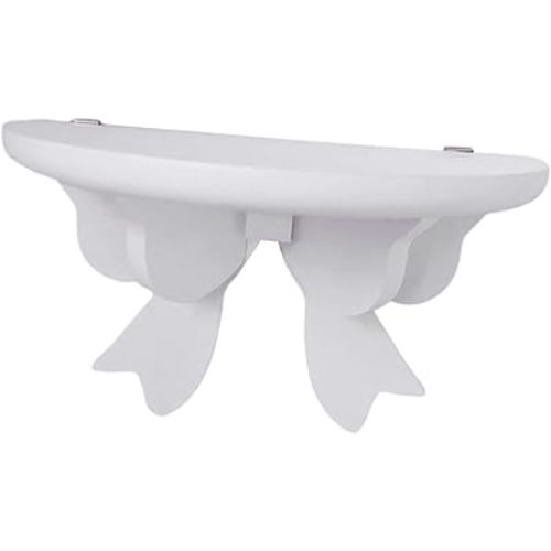 Wall Shelf Bracket Bow Shaped Display Bracket Heavy Duty Rustic Floating Shelf Pot Holder for Toilet Living Room Decoration, White