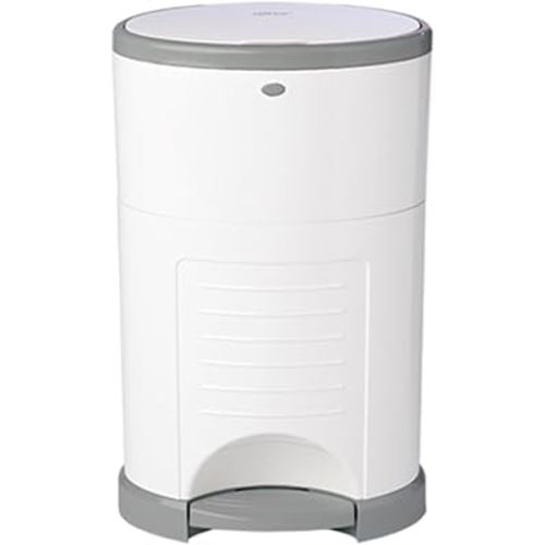 Diaper Dekor Classic Hands-Free Diaper Pail | Easiest to Use | Just Step – Drop – Done | Doesn’t Absorb Odors | Most Economical Refill System | 70% Recycled Materials | EKO White