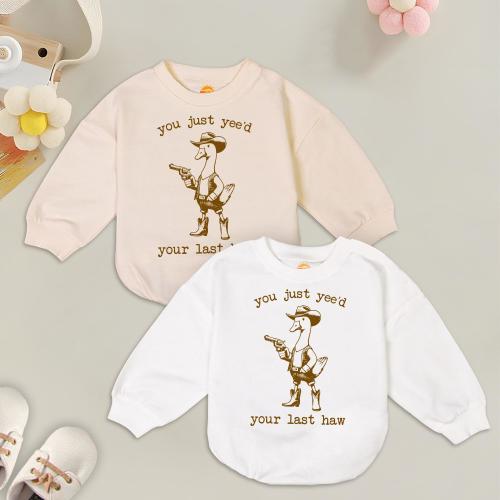 You Just Yeed Your Last Haw Romper Sweatshirt, Funny Baby Outfit,  Retro Funny Unisex Baby Clothing, Cowboy Duck, Western Goose, Baby Shower