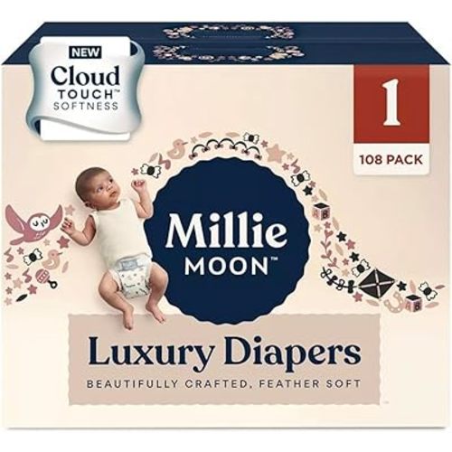 Millie Moon Luxury Diapers - (Size 1 and Count 108), White