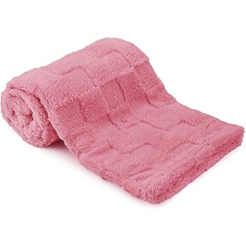 Plush Soft with Square Checkered Baby Blanket,Fleece Infant Toddler Blankets for Girls Boys,Warm Lightweight Breathable Newborn Receiving Blankets for Crib Stroller 30"×39" (Dark Pink, Square)