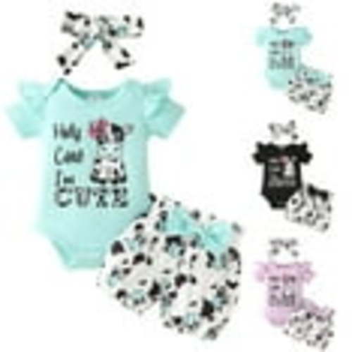 eczipvz Baby Girl Summer Clothes Romper Shorts Set Floral Summer Outfits 3 Months Cute Baby Clothes Black,6-9 Months