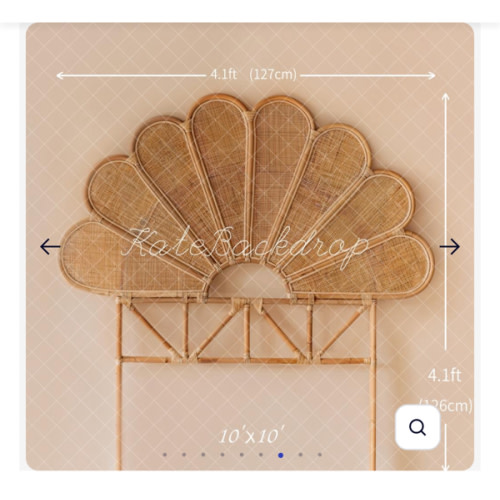 Kate Brown Bamboo Rattan Woven Petal Headboard Backdrop Designed by Emetselch