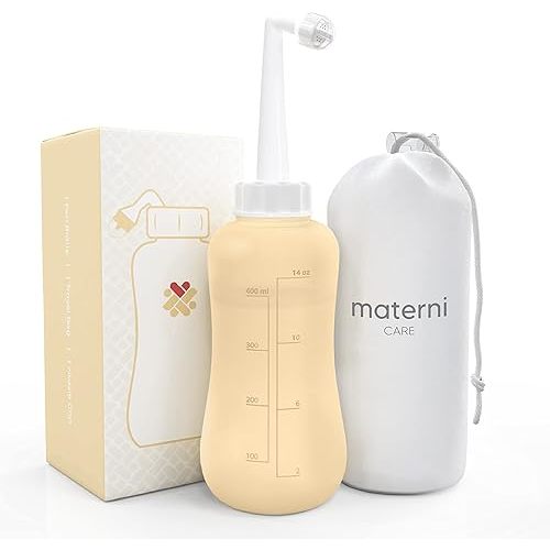 Semi-Transparent 500 ml / 17 oz Materni Peri Bottle for Postpartum Care | Portable Bidet Sprayer, Travel Bidet | Labor and Delivery Essentials for Soothing Relief from Birth Pains or Hemorrhoids