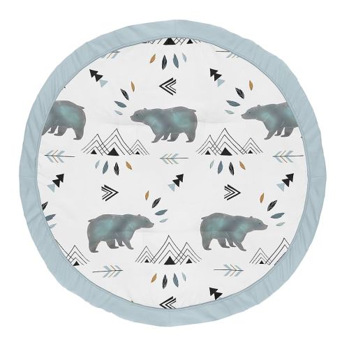 Sweet Jojo Designs Slate Blue Playmat Tummy Time Baby and Infant Play Mat for Bear Mountain Watercolor Collection