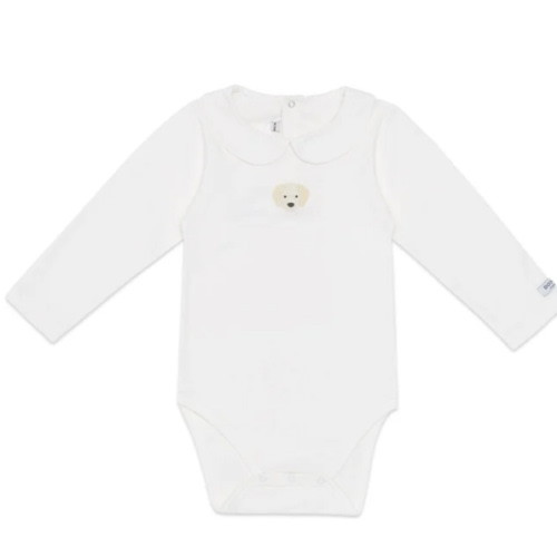Davo Golden Retriever Long Sleeve Long Sleeve Bodysuit, Off-White - Donsje Amsterdam | Maisonette