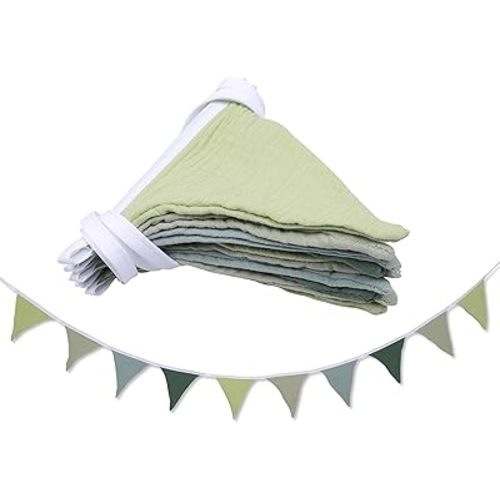 Pennant Banner Flags,Infant and toddler room decoration pennant,for Nursery Decor Baby Birthday Boho Wedding Shower Party Event (Green Theme Banner)
