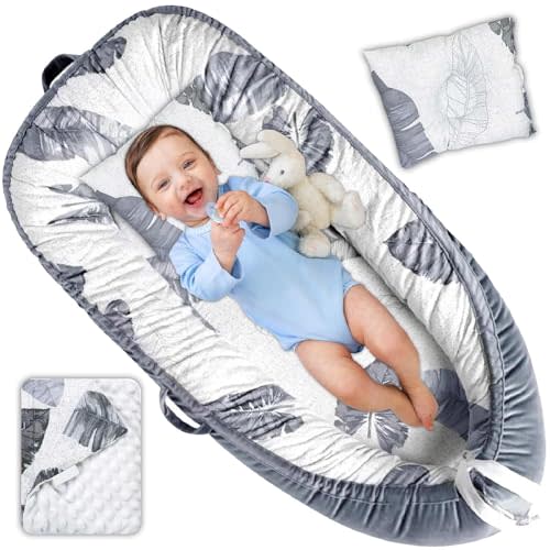 Totsi Baby Lounger Set | Ultra-Soft Baby Nest with Pillow and Blanket | Machine Washable Infant Lounger 0-24 Months | Adjustable Infant Nest for Travel | Baby Lounger Cover for Newborn