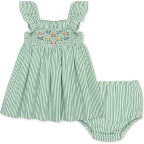 Stripe Embroidered Flutter Sleeve Sundress & Bloomers, 24M