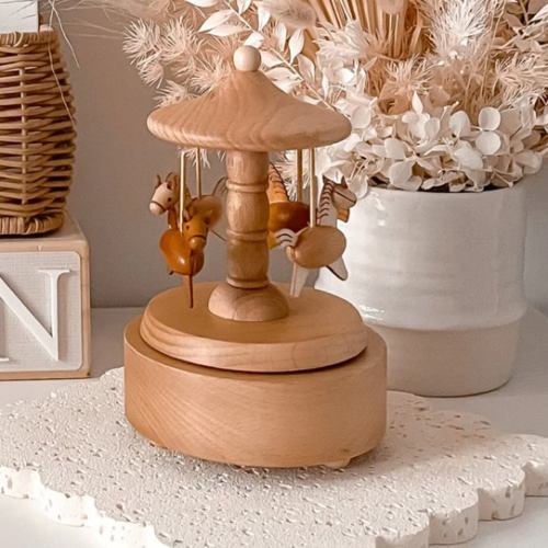 Heirloom Wooden Musical Carousel - Horses