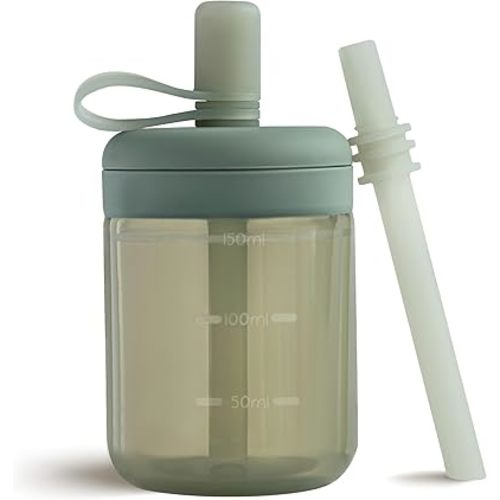 Moonkie Baby Straw cup | Silicone Toddler Sippy Cup Training Cup with Straw Lid | BPA-Free Drop-Proof Baby Cup | Baby Led Weaning | 6 Months+, 5 oz, 1pack