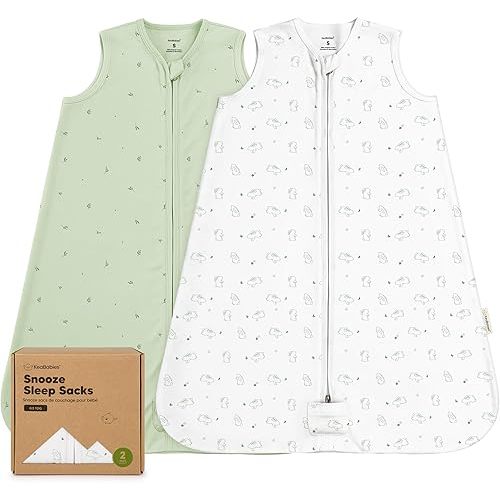 2-Pack Baby Sleep Sacks, Zipper Wearable Blanket - 0.5TOG Organic Cotton, Lightweight, Soft Cozy Infant Sleeping Sack 3-6 months, Easy to Wear Small Newborn Transition Swaddles Sleepsacks (Bunnies)