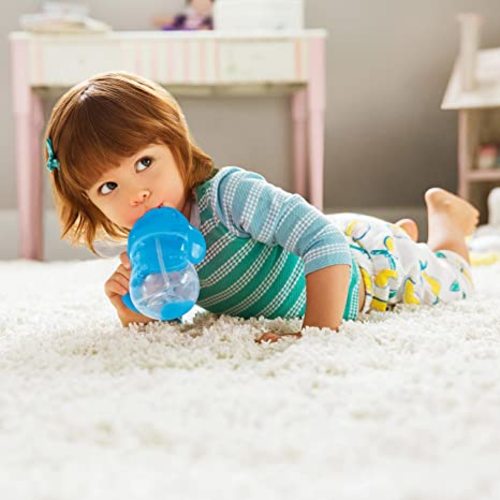 Munchkin® Any Angle™ Weighted Straw Trainer Cup with Click Lock™ Lid, 7 Ounce, 2 Pack, Blue/Green