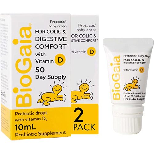 BioGaia Baby Probiotic Drops - Colic & Gas Relief + Vitamin D, 50-Day Supply, Safe for Newborns, Reduces Crying, Fussing, Colic, Gas, Spit-ups & Constipation, No allergens, Dairy or Soy (Pack of 2)