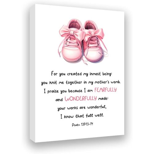 Redland Art Baby Girl Nursery Decor, Nursery Scripture Pink Canvas Wall Art For Newborn Baby Girl Kids Bedroom Toddler Room Bible Verse Religious Christian Wall Decor, Baptism Gifts For Girls