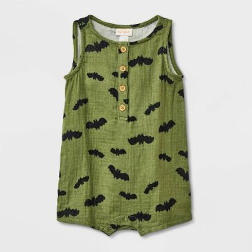 Baby Halloween Gauze Bat Romper - Cat & Jack™ Green 0-3m