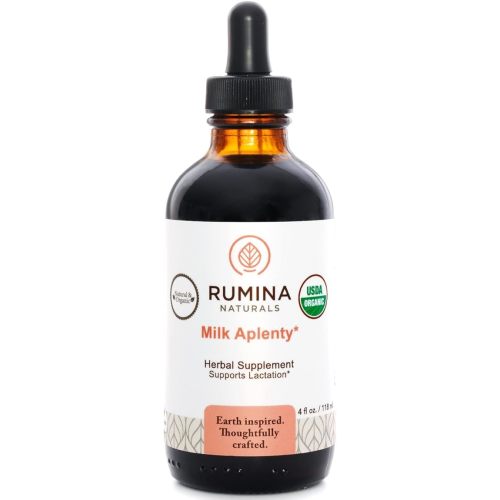 Milk Aplenty Lactation Supplement: Boost Your Milk Supply Naturally! Certified Organic Breastfeeding Supplement to Increase Breast Milk Supply. Fenugreek Free Breast Milk Supplements, Vegan (4 Oz)