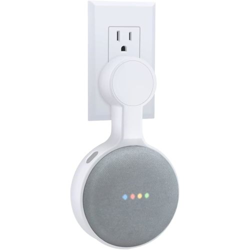 Outlet Wall Mount Holder for Google Home Nest Mini (1st & 2nd Generation), A Space-Saving Accessories for Google Home Mini Voice Assistant (White)