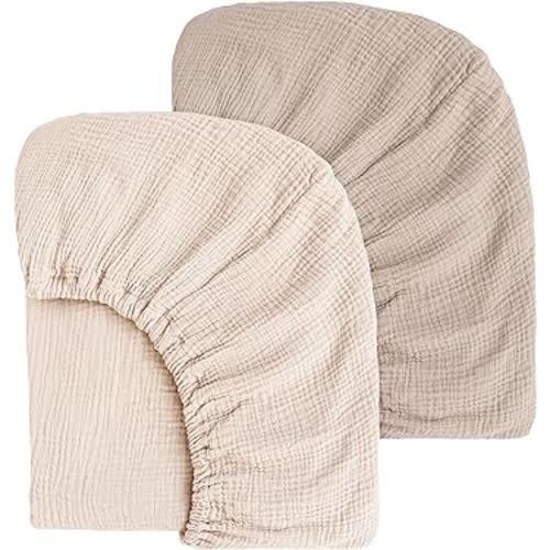 Muslin Crib Sheets for Baby Girls and Boys, Neutral Fitted Baby Bed Sheets for Standard Crib & Toddler Mattress - Soft and Breathable - 52"x28" (Ash & Ivory)