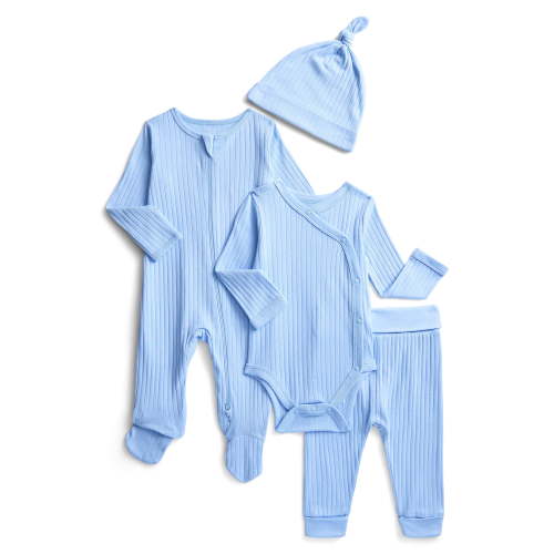 Wonder Nation Organic Cotton Baby Boy Layette Gift Set, 4-Piece, Sizes Newborn-9 Months