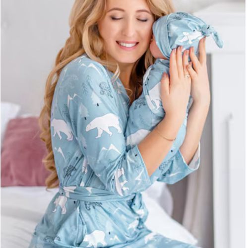 Mommy and Me Robe and Swaddle Set Maternity robe and Swaddle Set Boy Girl Mom and Baby Matching Hospital Outfits Mommy and Me Robe Set