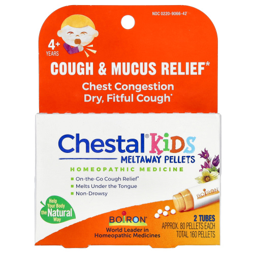 Boiron Chestal Kids Pellets 2 MDT Homeopathic Medicine For Cough & Mucus Relief 2 Tubes Pellet
