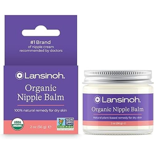 Lansinoh Organic Nipple Butter, Nipple Cream Safe for Breastfeeding Baby, Postpartum Essentials for Mom, 2 Ounces