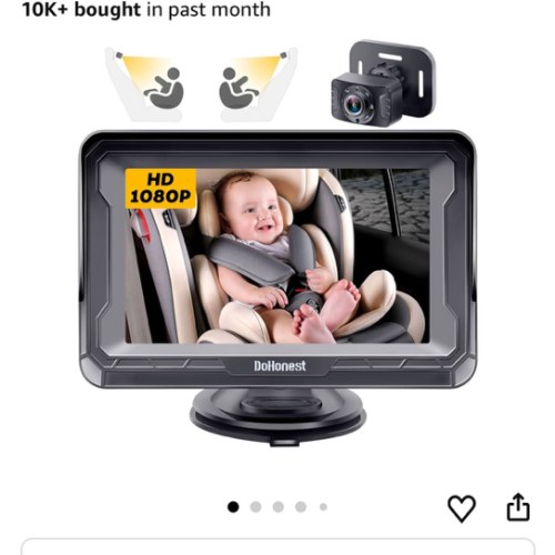 DoHonest Baby Car Camera HD 1080P - Rear-Facing Car Baby Monitor with Night Vision, Adjustable View Angle, Easy Setup, Anti-Glare Display, Safety for Kids & Infants